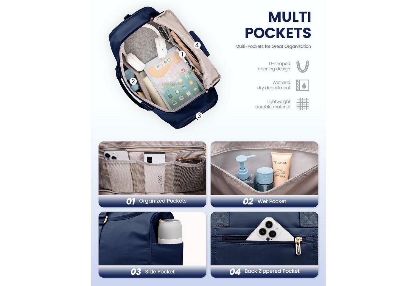 LuxusKollektion Reisetasche Sporttasche Damen Weekender Reisetasche mit Schuhfach Nassfach Bild 2
