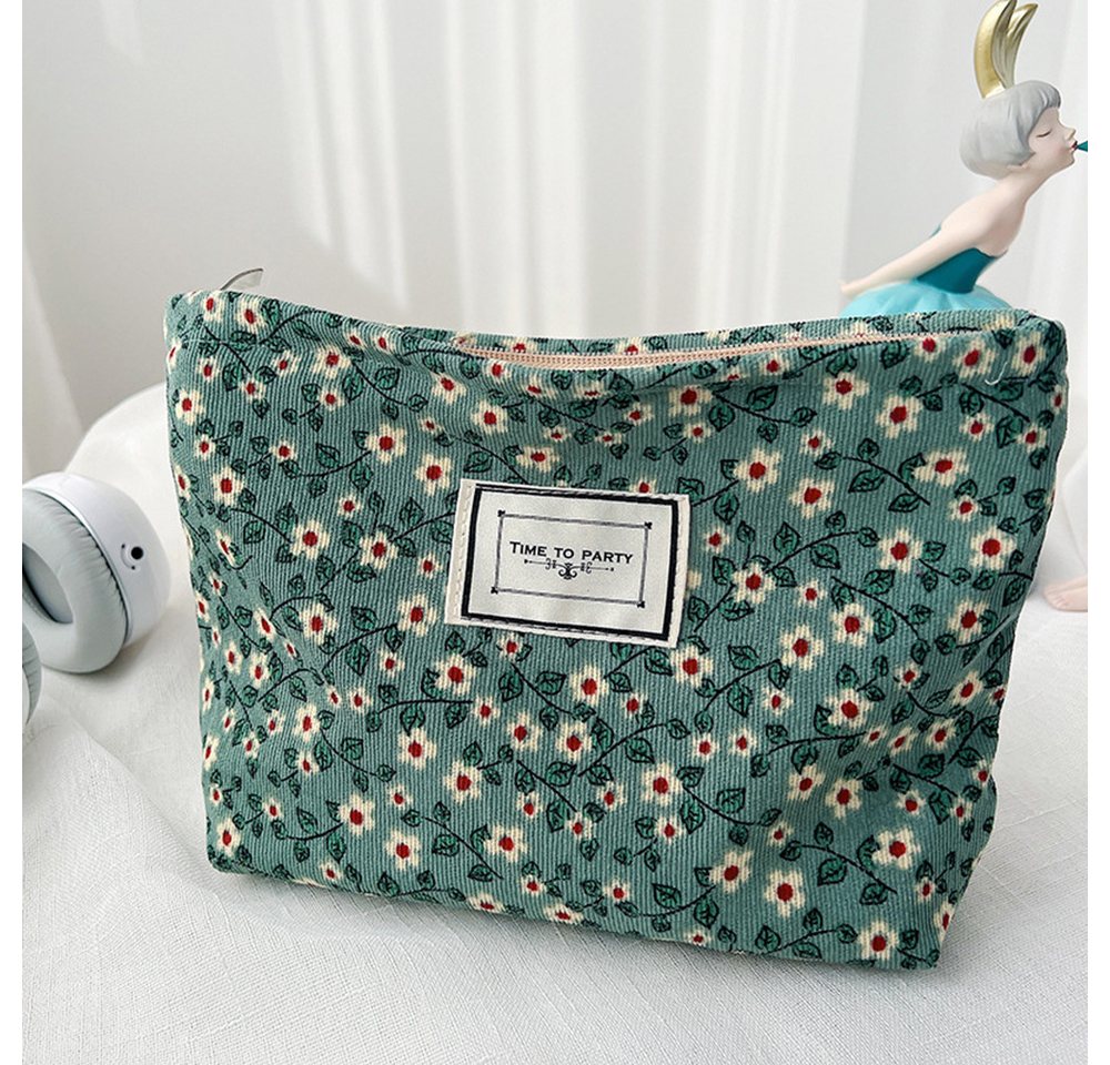 Zaewry Kosmetiktasche 2 Stück Kulturtasche Cord Makeup Tasche Tragbar Reise (Kulturbeutel Kosmetiktasche Organizer mit Reißverschluss), 2 Größen Cord Kosmetiktaschenset für Damen Mädchen Bild 3