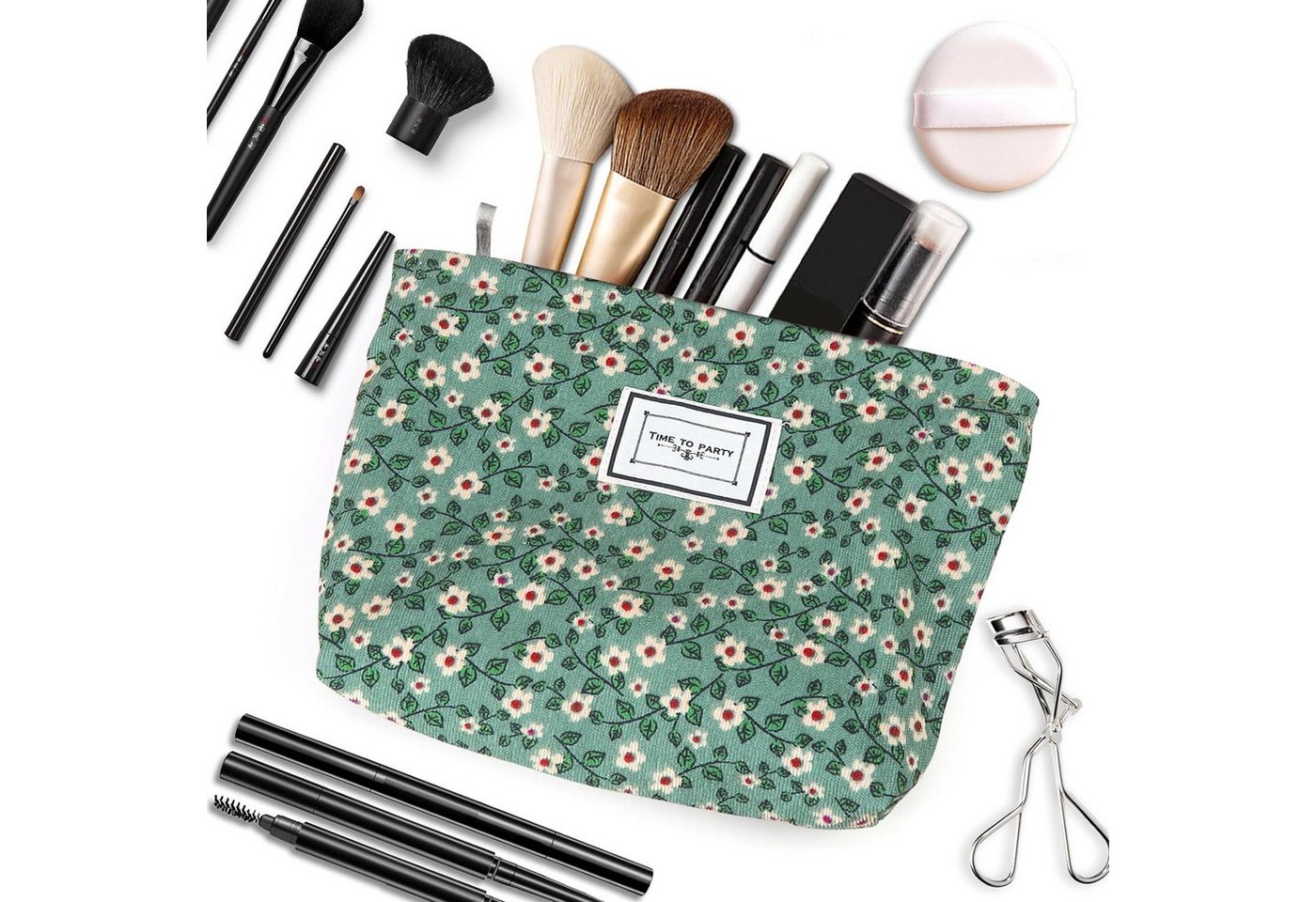 Zaewry Kosmetiktasche 2 Stück Kulturtasche Cord Makeup Tasche Tragbar Reise (Kulturbeutel Kosmetiktasche Organizer mit Reißverschluss), 2 Größen Cord Kosmetiktaschenset für Damen Mädchen Bild 5