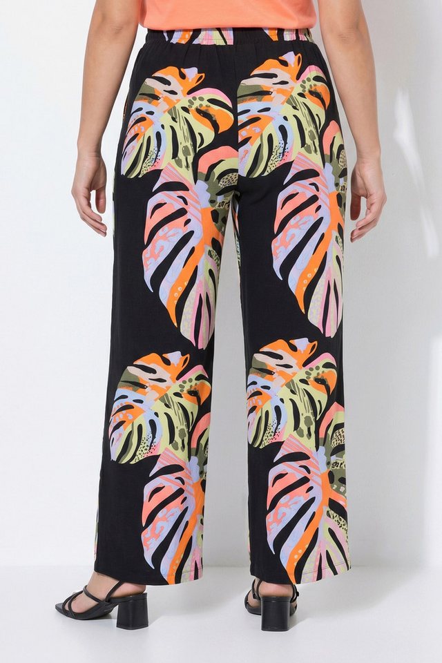 Angel of Style Funktionshose Jersey-Hose weites gerades Bein Blätterdruck