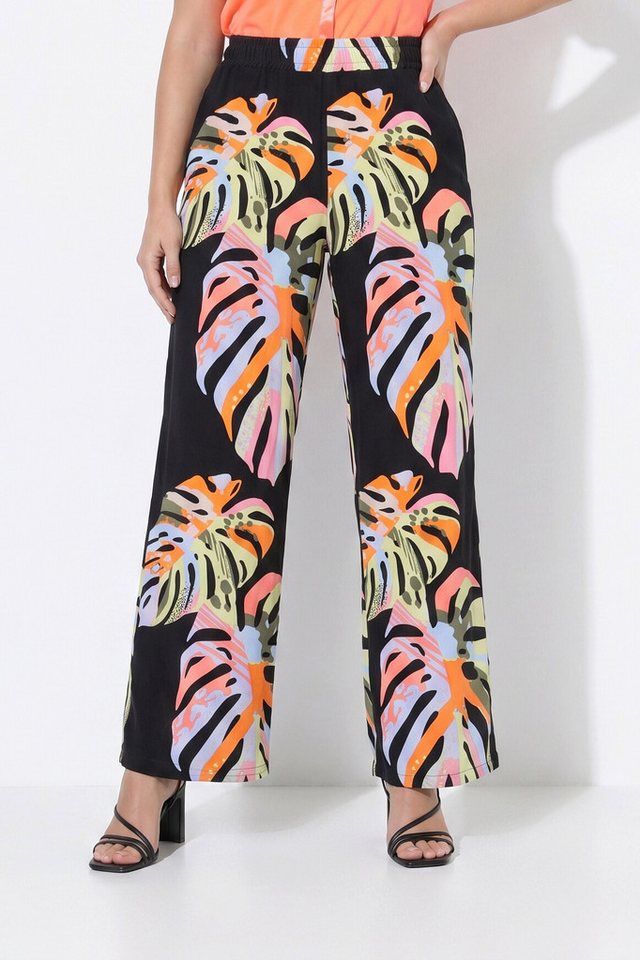Angel of Style Funktionshose Jersey-Hose weites gerades Bein Blätterdruck Bild 3