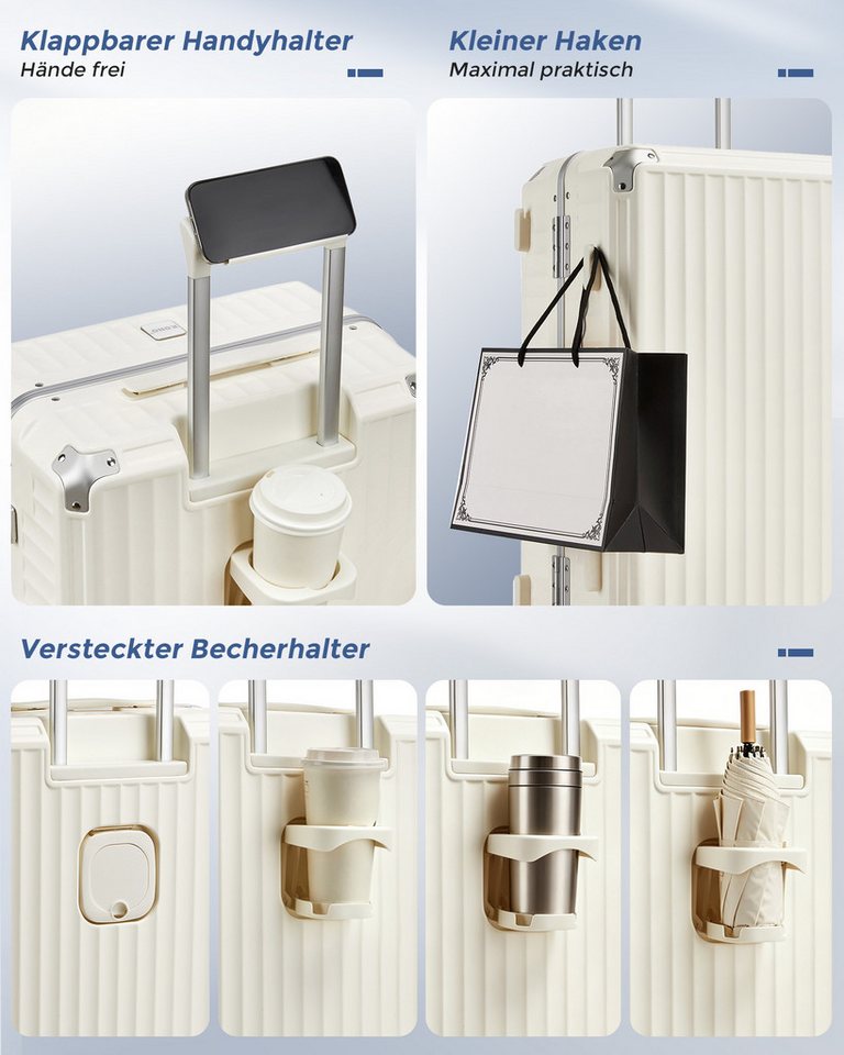 KONO Koffer Hartschalenkoffer, Reisekoffer aus PC mit Aluminium-Rahmen Bild 4