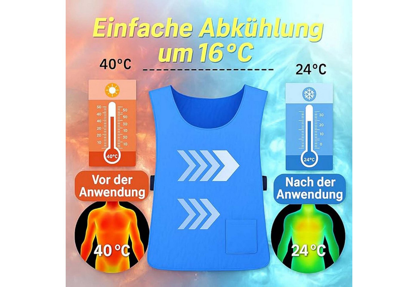 nsihing Funktionsweste Kühlweste – Sommer-Kühlgilet für Damen und Herren Bild 3