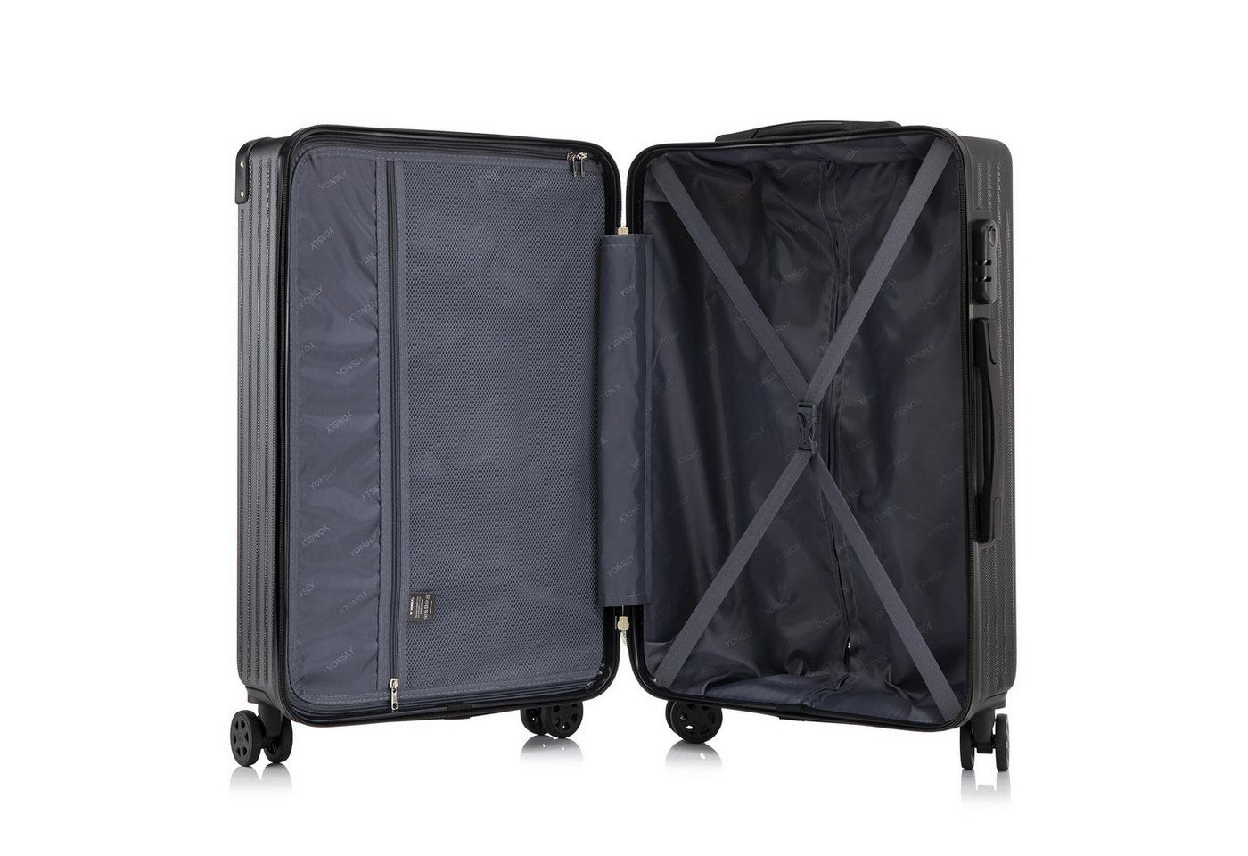 YONSLY Trolleyset Kofferset Reisekoffer Hartschale Trolley Set, 4 Rollen, (Hartschalenkoffer Set, M, L & XL), ABS Material, 360° Rollen, Zahlenschloss und weicher Griff Bild 5