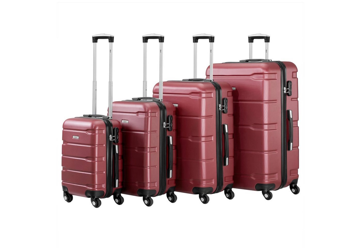 Zelsius Kofferset 4 Stück, Rot, ABS Hartschalenkoffer mit Zahlenschloss, 4 Rollen, (Set, 4 teiliges Kofferset) Bild 5