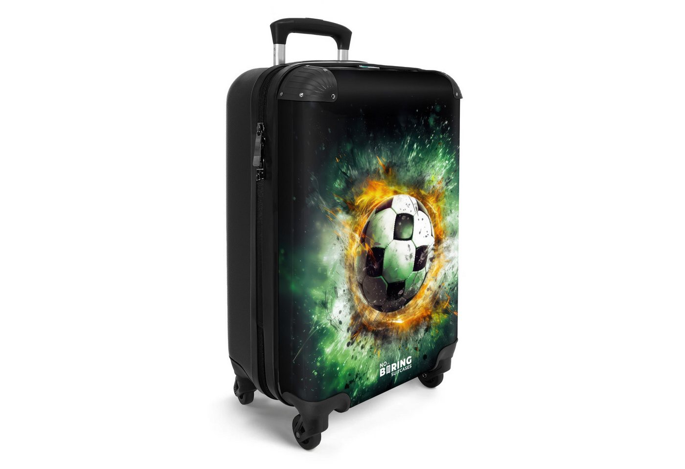 NoBoringSuitcases.com© Kinderkoffer Fußball - Grün 55x35x20cm, 4 Rollen, Kinder Koffer Klein, Trolley Handgepäck, Reisekoffer Bild 2