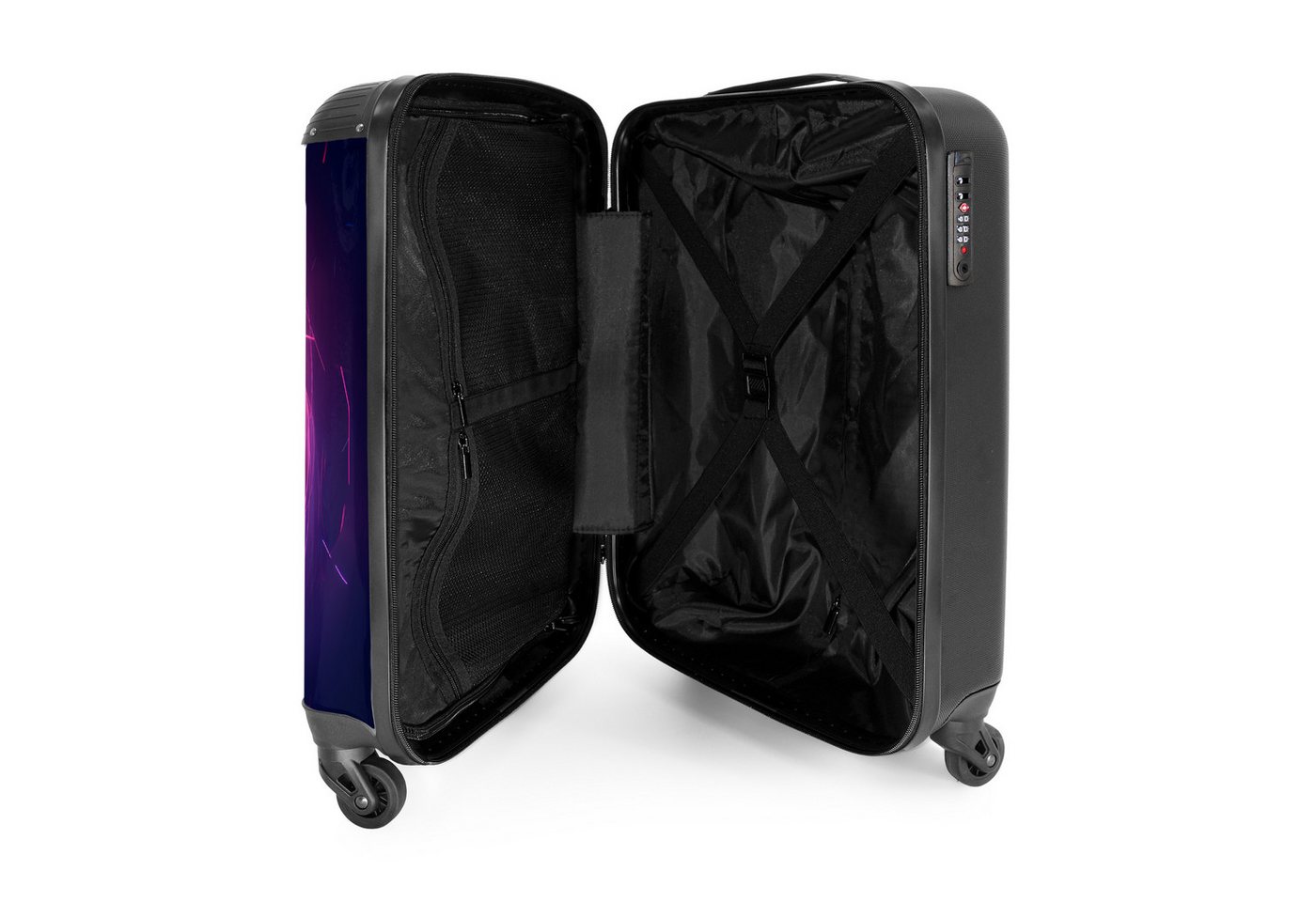 NoBoringSuitcases.com© Kinderkoffer Fußball in blauer Neonfarbe 55x35x20cm, 4 Rollen, Kinder Koffer Klein, Trolley Handgepäck, Reisekoffer Bild 3