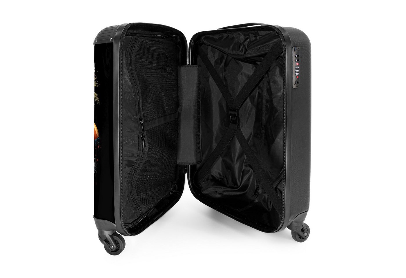 NoBoringSuitcases.com© Hartschalen-Trolley Hund in tropischen Sphären 55x35x20cm, Reisetasche mit Rollen, Koffer Handgepäck Flugzeug Bild 4