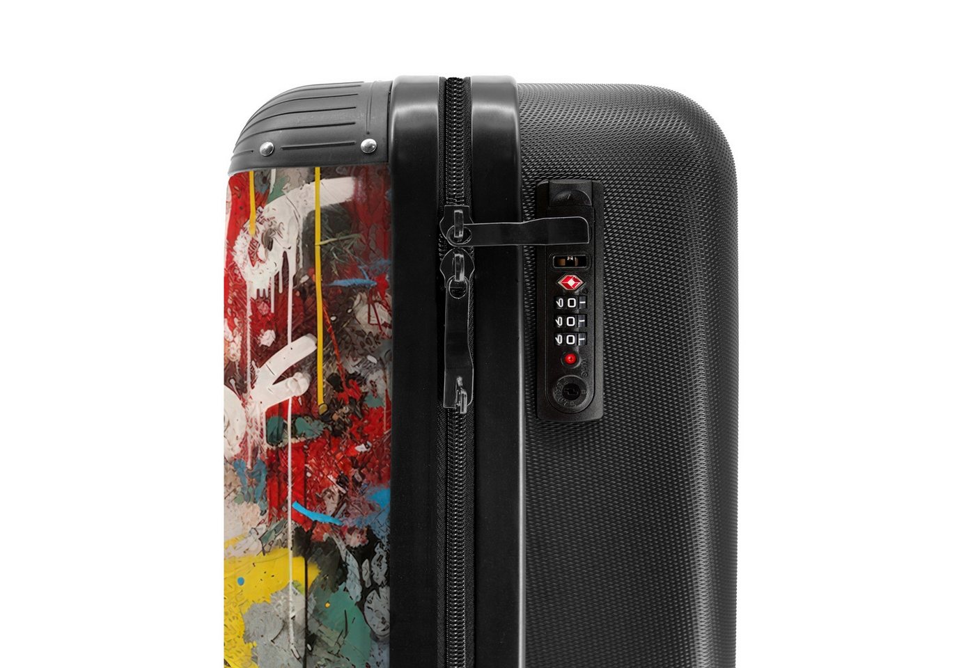 NoBoringSuitcases.com© Hartschalen-Trolley Schimpanse vor einer Graffiti-Wand 55x35x20cm, Reisetasche mit Rollen, Koffer Handgepäck Flugzeug Bild 2