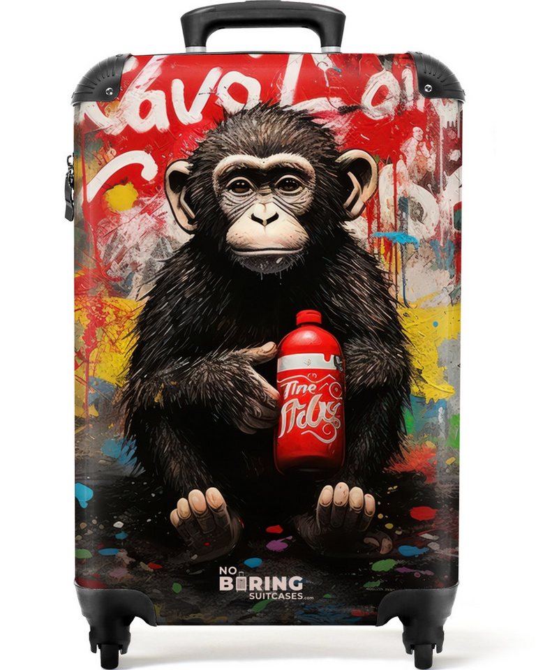 NoBoringSuitcases.com© Hartschalen-Trolley Schimpanse vor einer Graffiti-Wand 55x35x20cm, Reisetasche mit Rollen, Koffer Handgepäck Flugzeug Bild 5