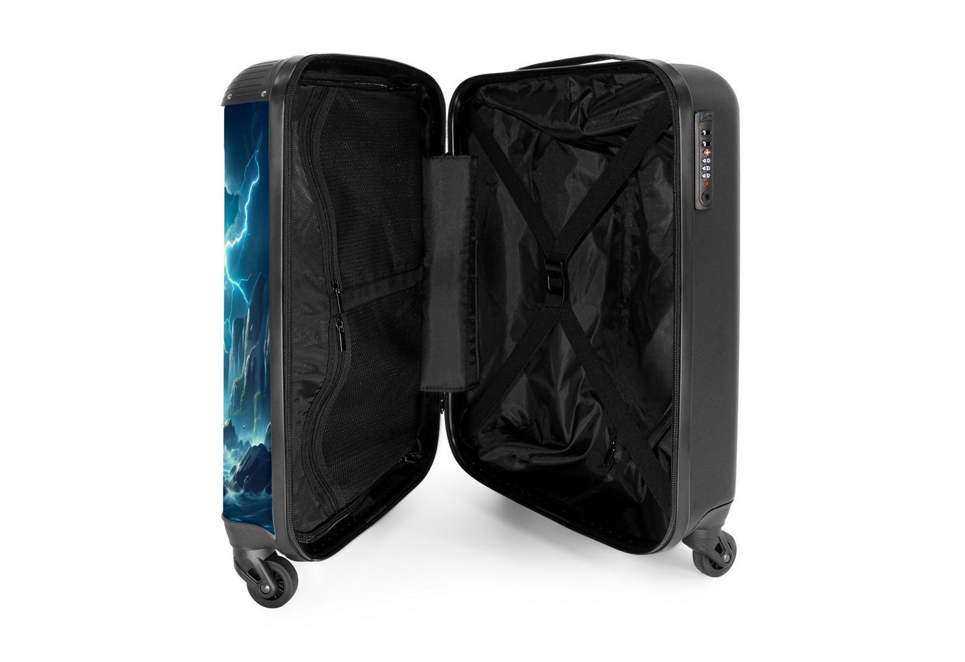 NoBoringSuitcases.com© Kinderkoffer Illustration eines Dinosauriers in Blautönen 55x35x20cm, Handgepäck Koffer, Hartschalenkoffer Kinder, Reisekoffer Jungen Bild 5