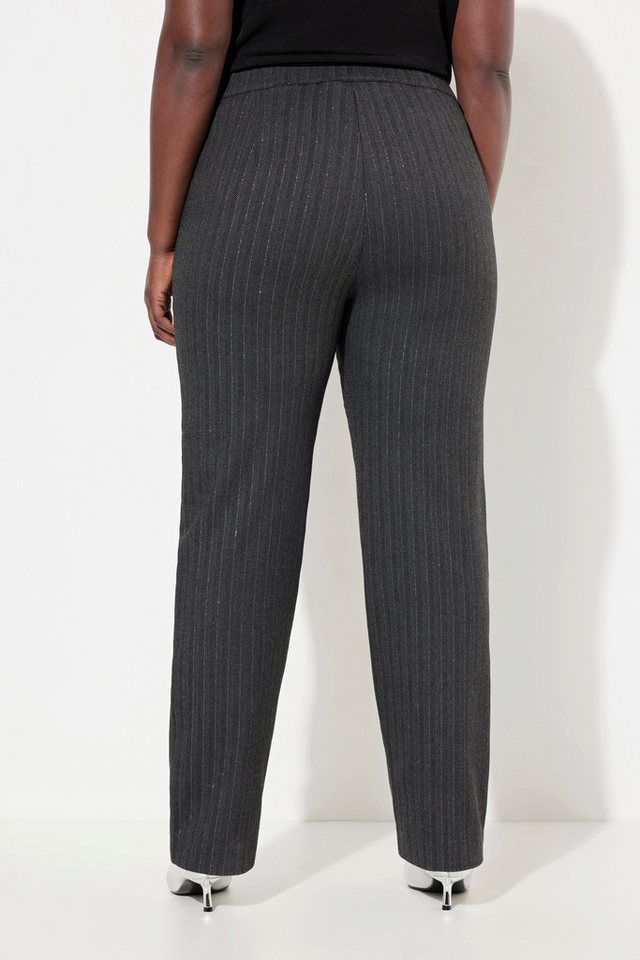 Ulla Popken Funktionshose Hose Fischgratmuster Lurex weites Bein Komfortbund