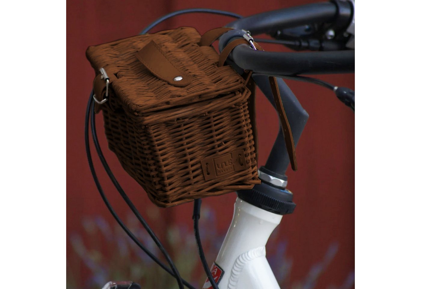 UNUS GARDEN Fahrradkorb Korb in weidenoptik Fahrradkorb KLEIN für vorne (Braun 11x22x13cm (HxBxT), für Handy, Portemonnaie oder Sonnenbrille
