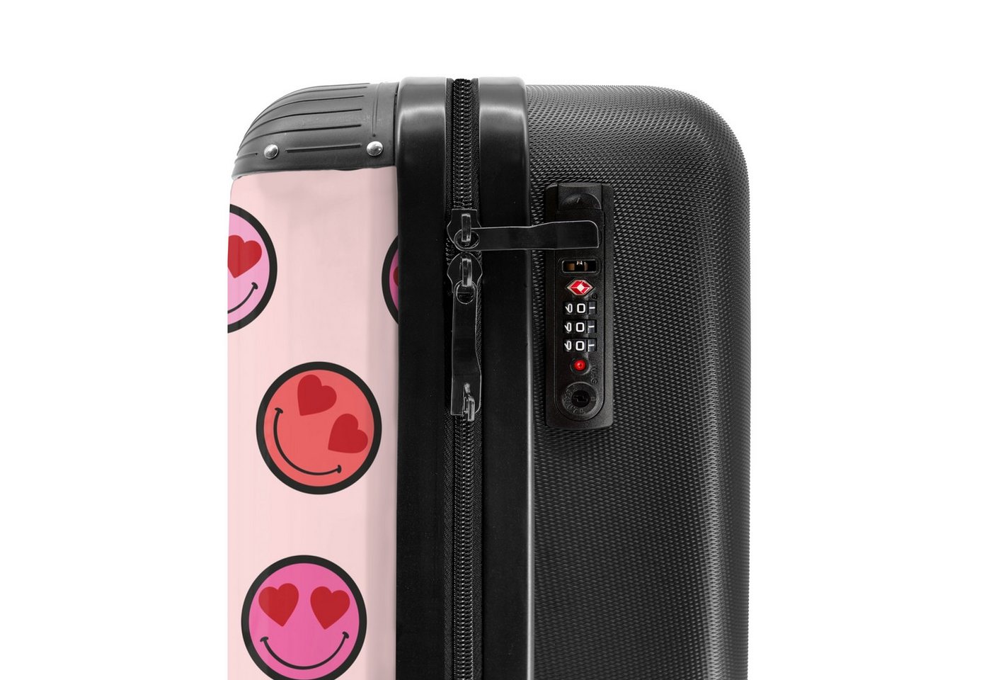 NoBoringSuitcases.com© Kinderkoffer Rosa Smiley-Gesichter auf rosa Hintergrund 55x35x20cm, Kinder Koffer Klein, Trolley Handgepäck, Reisekoffer