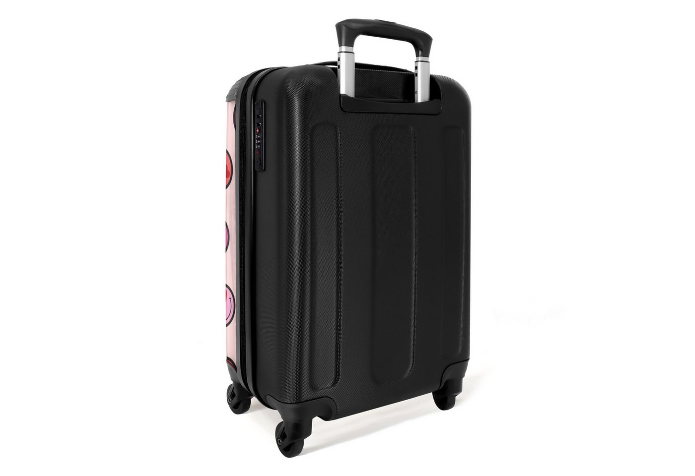 NoBoringSuitcases.com© Kinderkoffer Rosa Smiley-Gesichter auf rosa Hintergrund 55x35x20cm, Kinder Koffer Klein, Trolley Handgepäck, Reisekoffer Bild 4