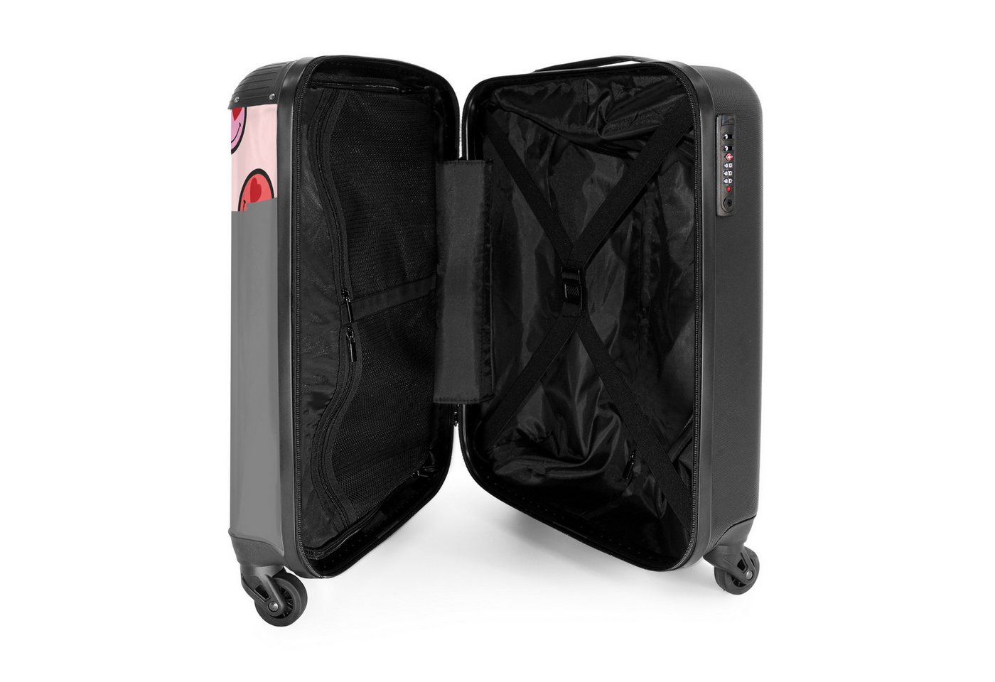 NoBoringSuitcases.com© Kinderkoffer Rosa Smiley-Gesichter auf rosa Hintergrund 55x35x20cm, Kinder Koffer Klein, Trolley Handgepäck, Reisekoffer Bild 5