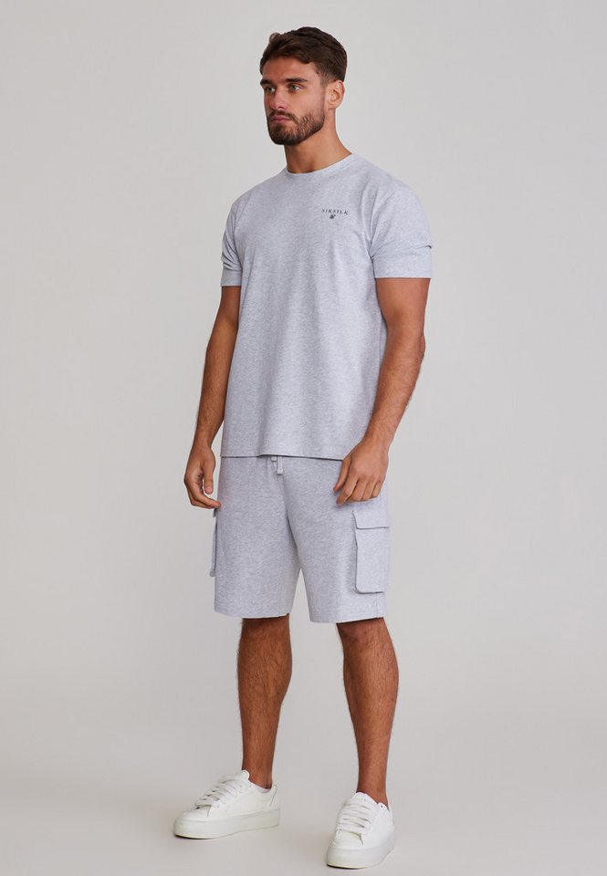 Siksilk Sweatanzug SikSilk Herren Grau Marl T-Shirt and Shorts Set Bild 4