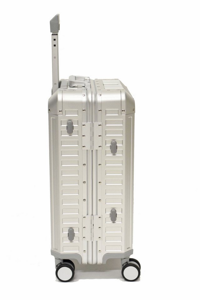 Zimmert Leather Koffer T-257, Aluminium Trolley Silber 4 Rollen TSA S M L