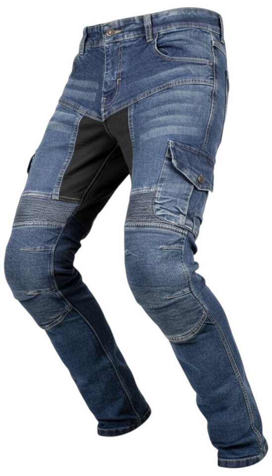MDM Motorradhose Herren Motorrad Jeans mit Protektoren, Cargo Biker Hose