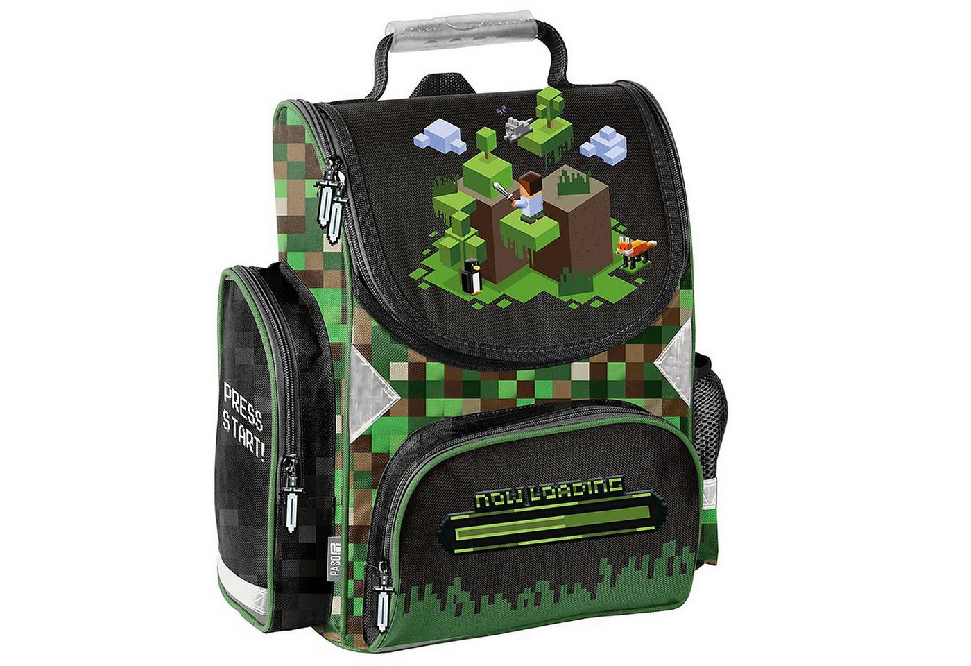 PASO Schulrucksack Mega-Set XXL (Schulset, 8-tlg), Pixels, 8-tlg. Set Schulranzen-Set Für Jungen Klasse 1–4