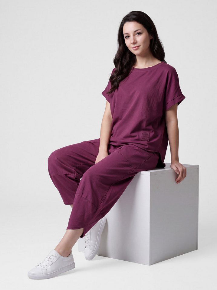 PEKIVESSA Jogginganzug Oversized Kurzarm Sweatanzug Set mit 7/8-Hose (2-tlg), Sweatshirt & Sweatpants 2-tlg. Bild 2