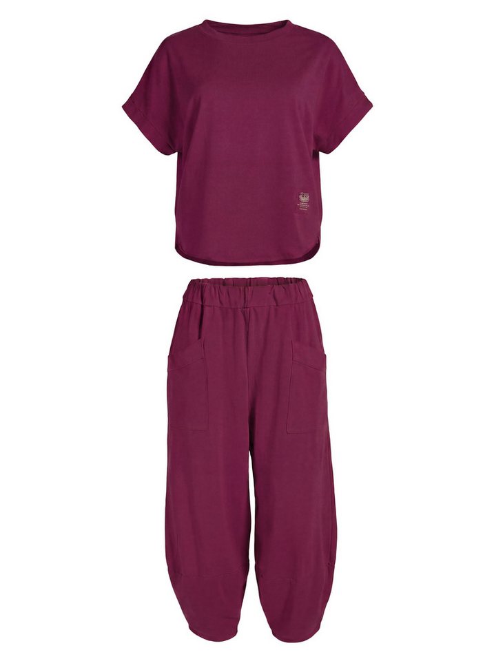PEKIVESSA Jogginganzug Oversized Kurzarm Sweatanzug Set mit 7/8-Hose (2-tlg), Sweatshirt & Sweatpants 2-tlg. Bild 5