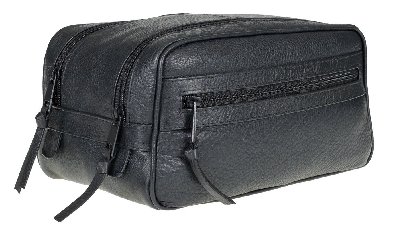 Alessandro Salvatore Kulturbeutel Damen Herren Kulturtasche Leder Washbag 2 Fächer, Kosmetiktasche Beauty Ledertasche Reisetasche Siena 12977 + b Bild 5