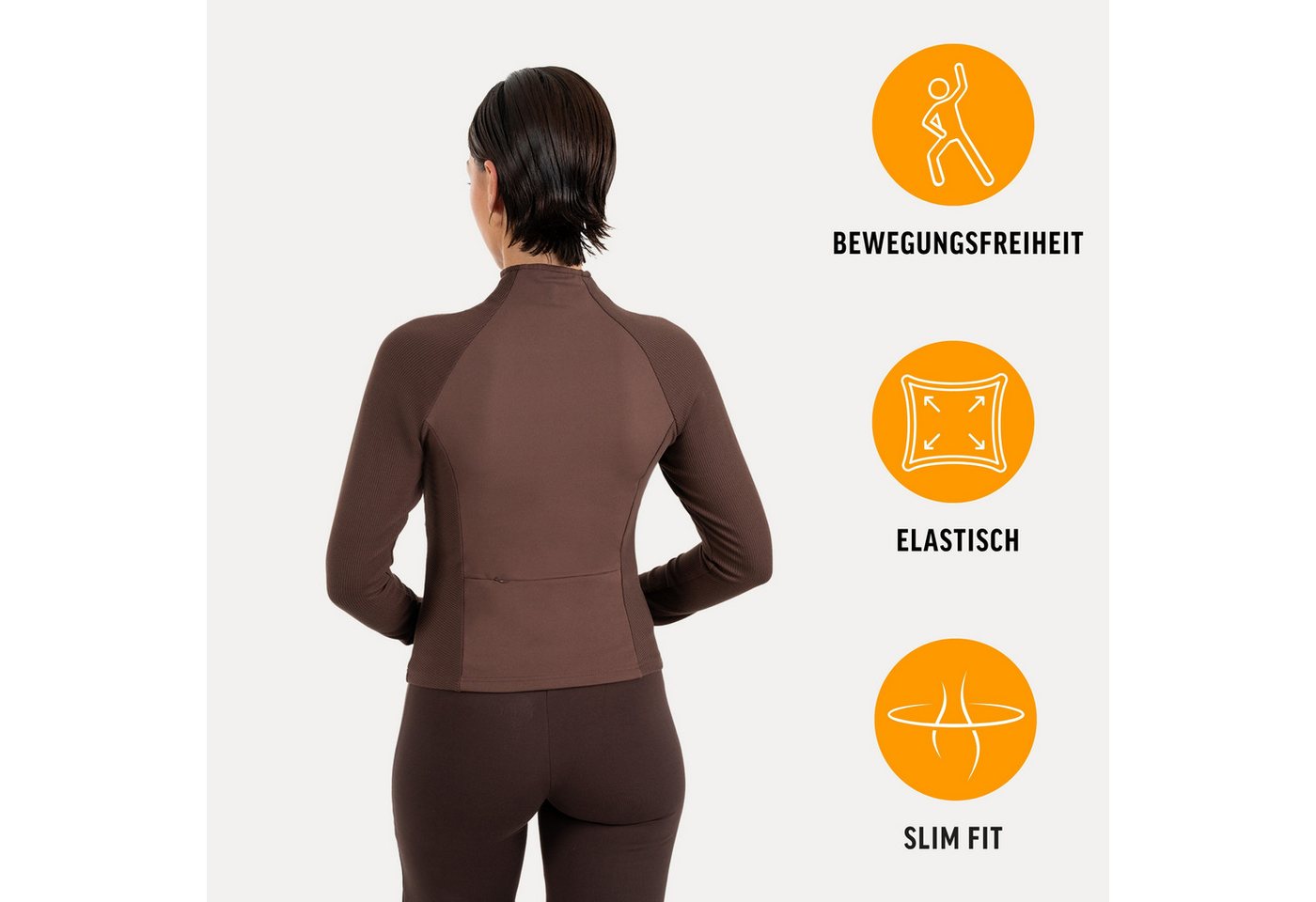 Smilodox Outdoorjacke Solvea Damen, Trainingsjacke, Shaped Fit, Gymkleidung, Sportjacke Figurbetont, Stehkragen, Reißverschluss, Jacke für Fitness, Yoga Bild 2