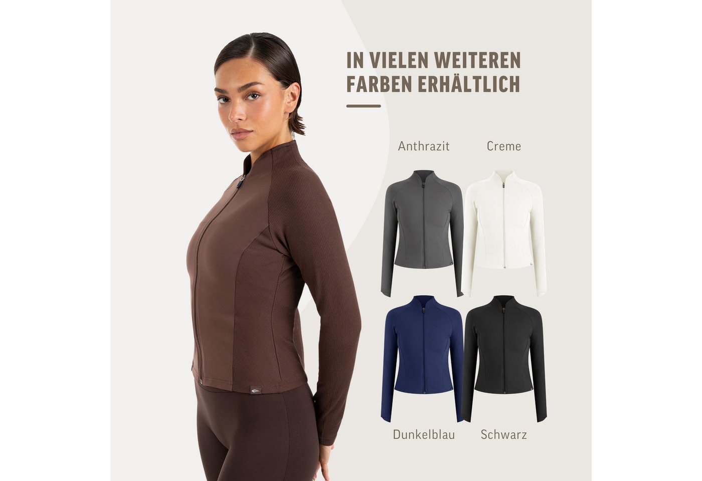 Smilodox Outdoorjacke Solvea Damen, Trainingsjacke, Shaped Fit, Gymkleidung, Sportjacke Figurbetont, Stehkragen, Reißverschluss, Jacke für Fitness, Yoga Bild 3