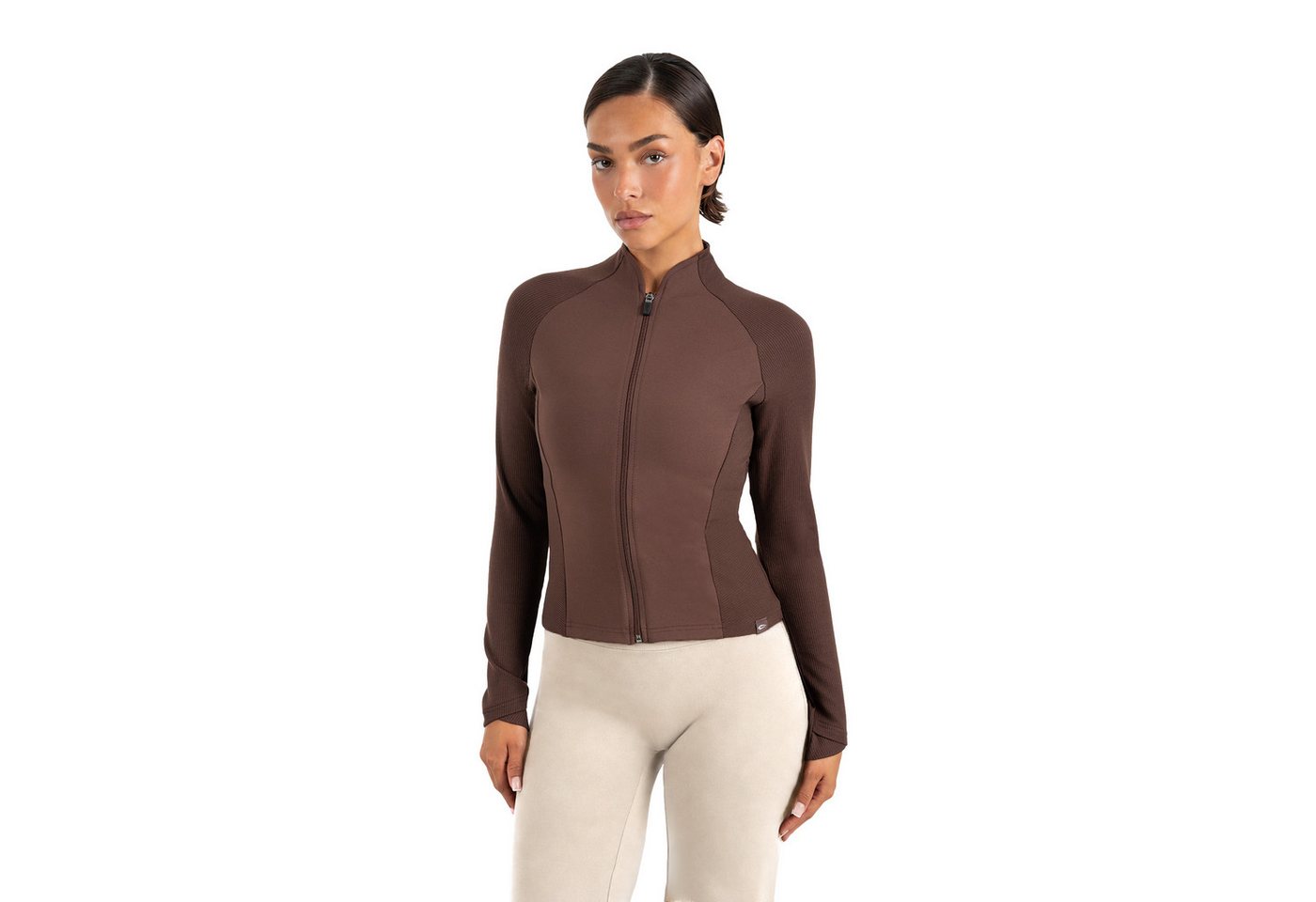 Smilodox Outdoorjacke Solvea Damen, Trainingsjacke, Shaped Fit, Gymkleidung, Sportjacke Figurbetont, Stehkragen, Reißverschluss, Jacke für Fitness, Yoga Bild 4