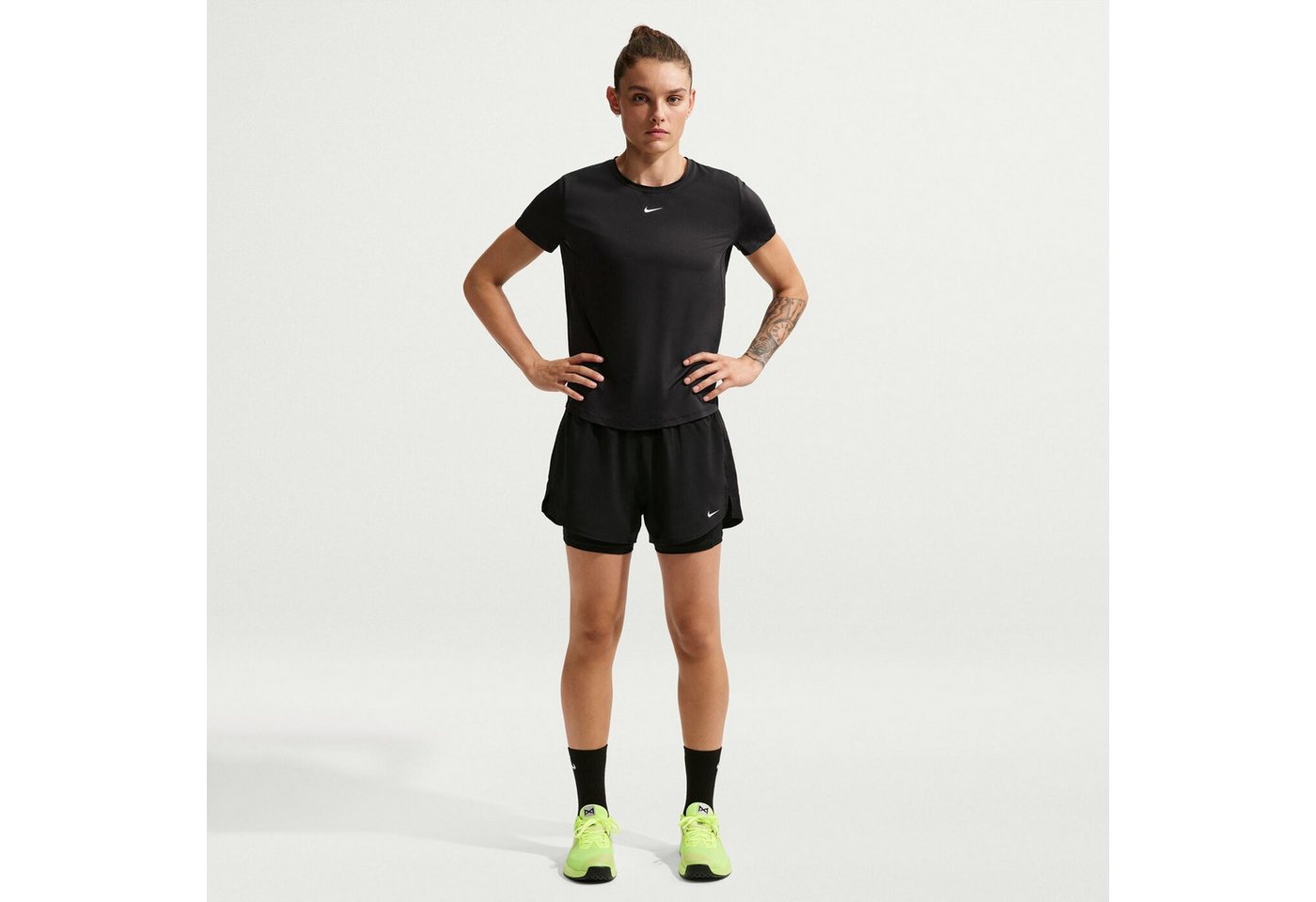 Nike Sporthose W NK ONE DF HR 3IN 2N1 SHORT BLACK/WHITE