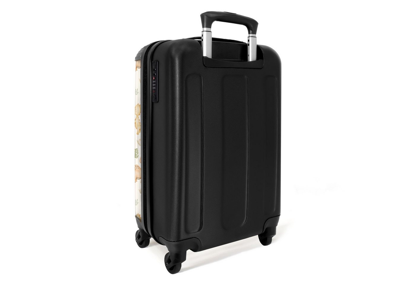 NoBoringSuitcases.com© Kinderkoffer Dino-Muster in Pastellfarben 55x35x20cm, 4 Rollen, Handgepäck Koffer, Hartschalenkoffer Kinder, Reisekoffer Jungen Bild 2