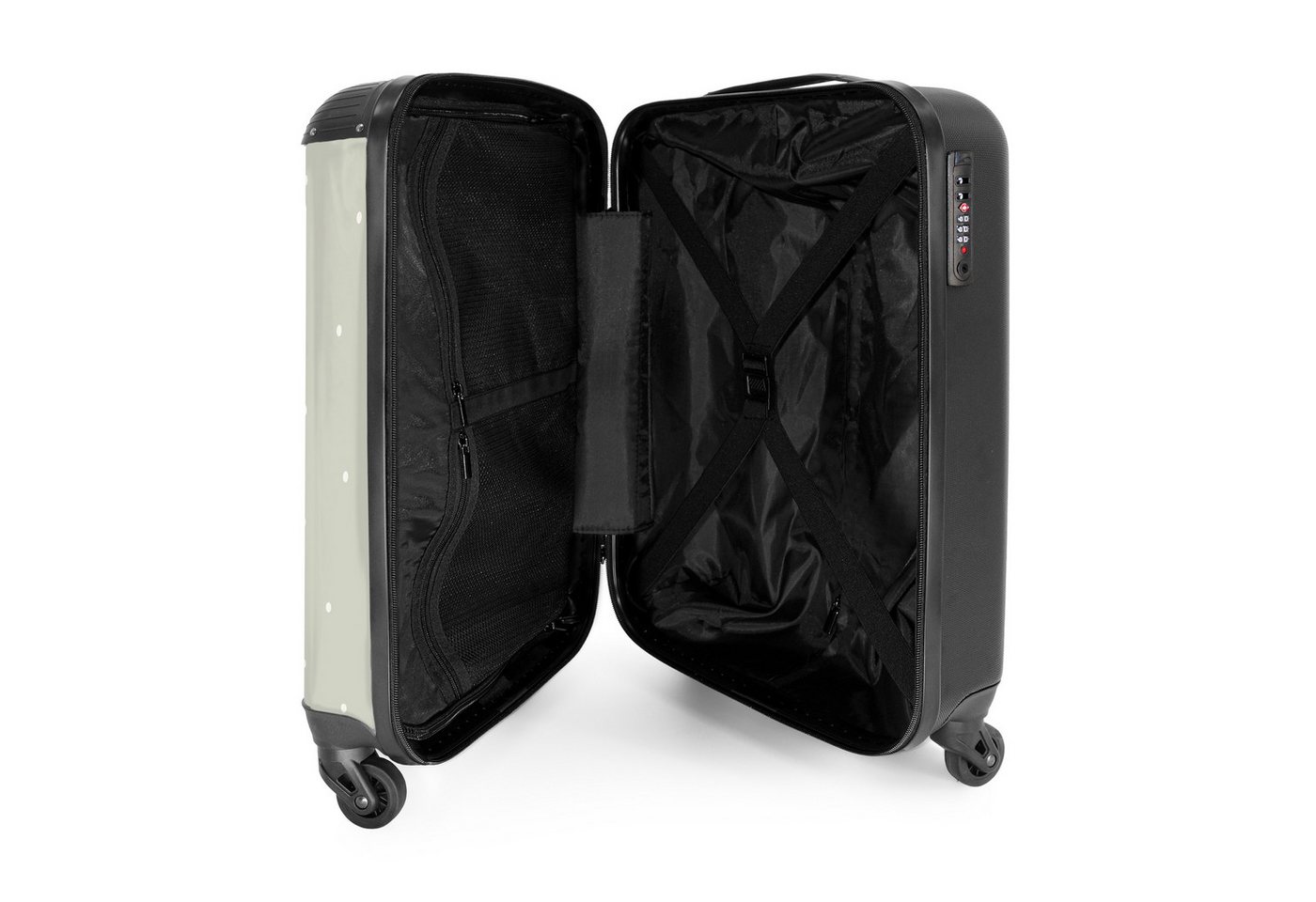 NoBoringSuitcases.com© Kinderkoffer Fuchs und Kaninchen umgeben von grünen Blättern und Punkten 55x35x20cm, 4 Rollen, Kinder Koffer Klein, Trolley Handgepäck, Reisekoffer