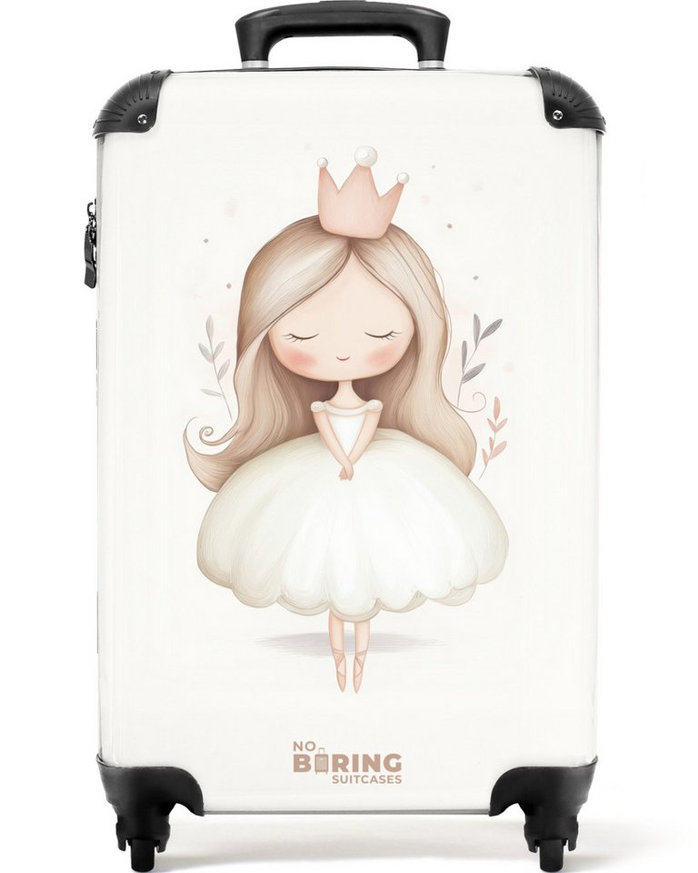 NoBoringSuitcases.com© Kinderkoffer Anmutige Prinzessin in Weiß 55x35x20cm, Handgepäck-Koffer, Kinderkoffer, Reisekoffer Mädchen