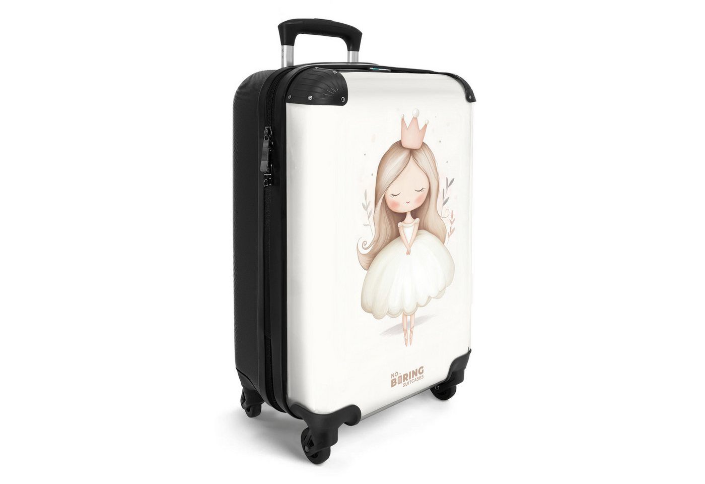 NoBoringSuitcases.com© Kinderkoffer Anmutige Prinzessin in Weiß 55x35x20cm, Handgepäck-Koffer, Kinderkoffer, Reisekoffer Mädchen Bild 3