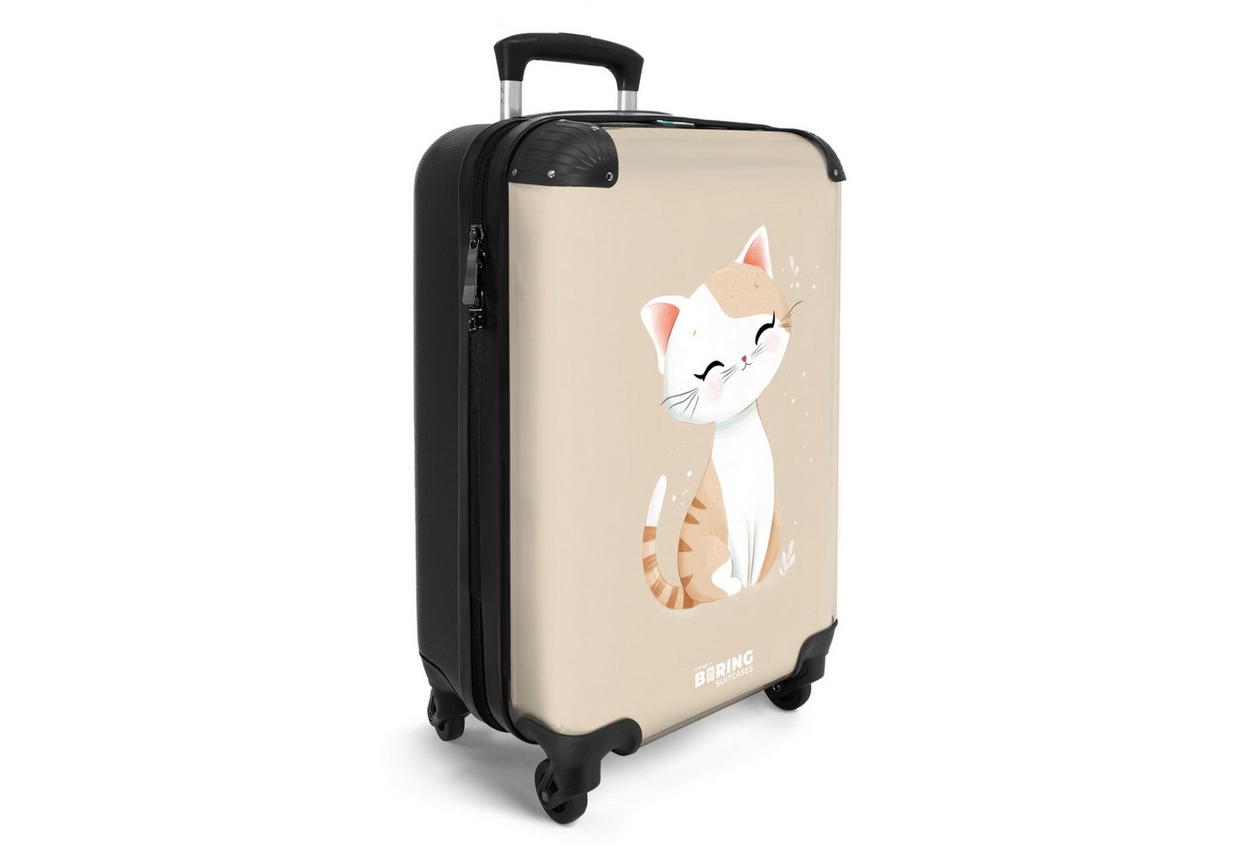 NoBoringSuitcases.com© Kinderkoffer Kätzchen in Beige und Weiß 55x35x20cm, 4 Rollen, Kinder Koffer Klein, Trolley Handgepäck, Reisekoffer Bild 2