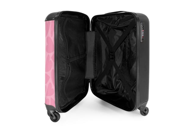NoBoringSuitcases.com© Kinderkoffer Rosa Herzen Muster 55x35x20cm, Handgepäck-Koffer, Kinderkoffer, Reisekoffer Mädchen