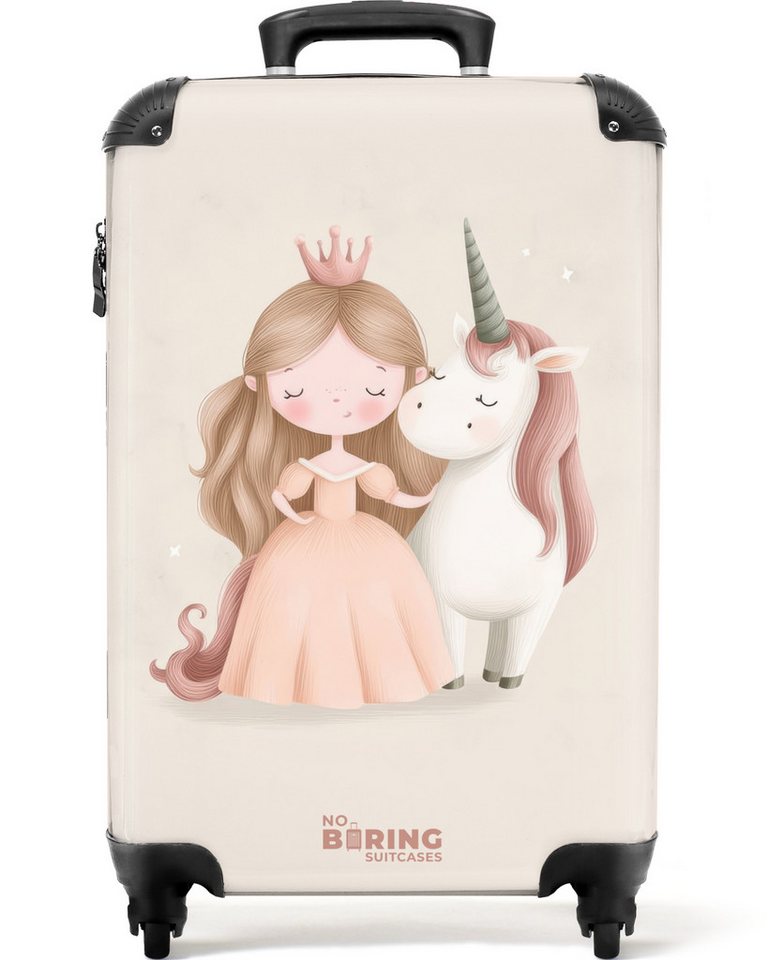 NoBoringSuitcases.com© Kinderkoffer Prinzessin und ein Einhorn in Pastellfarben 55x35x20cm, Handgepäck-Koffer, Kinderkoffer, Reisekoffer Mädchen Bild 3
