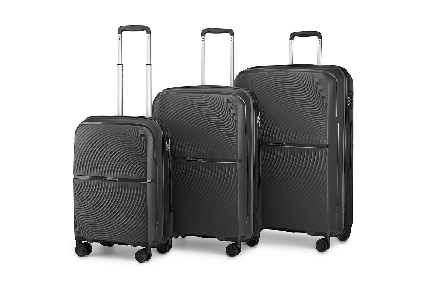 British Traveller Trolleyset 3-teilig Sets Hartschalen-Kofferset (100% PP) mit TSA-Schloss, (3 tlg) Bild 3