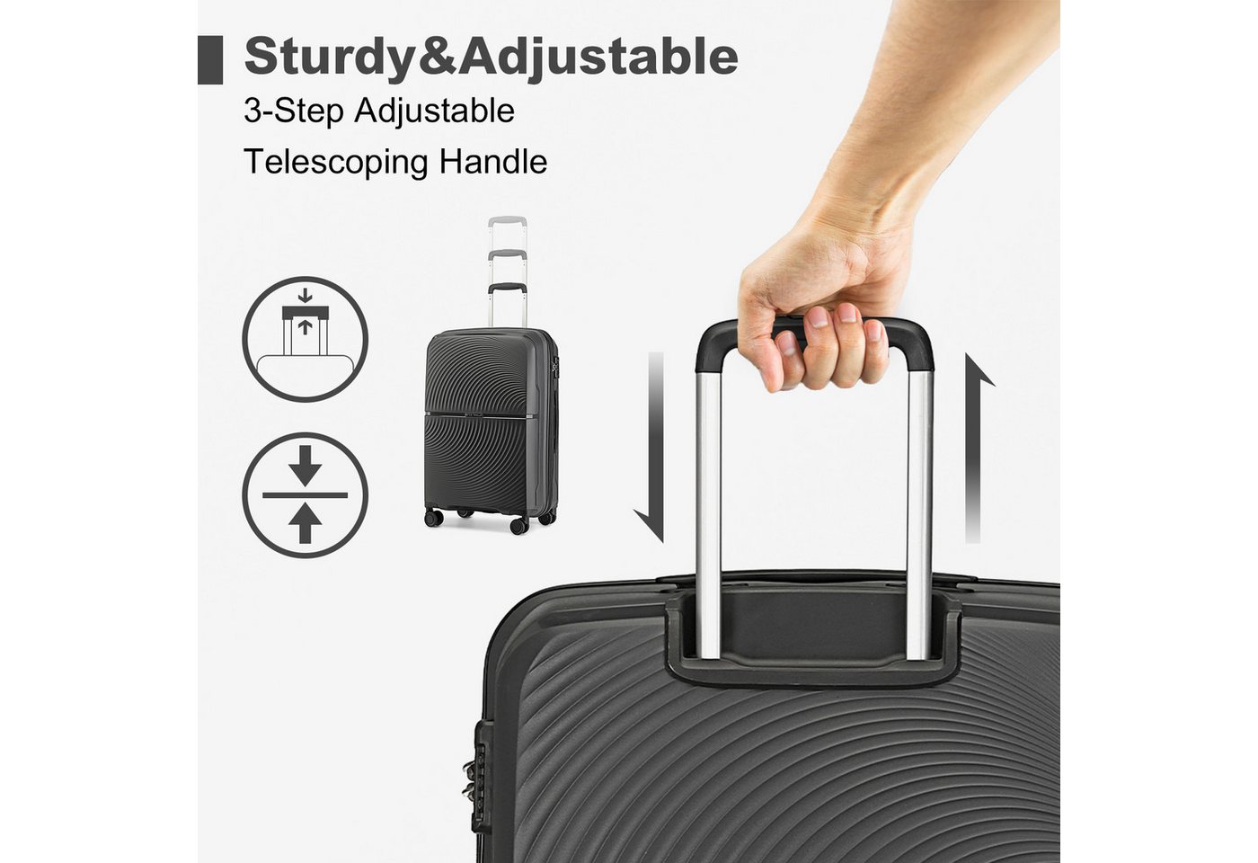 British Traveller Trolleyset 3-teilig Sets Hartschalen-Kofferset (100% PP) mit TSA-Schloss, (3 tlg) Bild 4