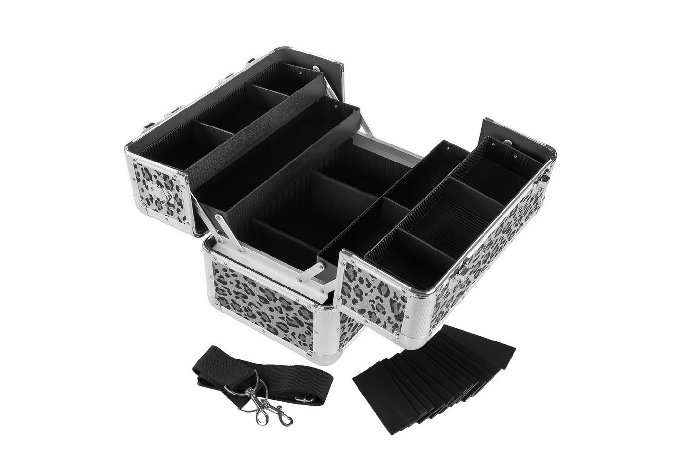 anndora Kosmetikkoffer Multikoffer Rahmenkoffer mit leoprint, variable Fächerunterteilung - Tragegurt - abschließbar Bild 2