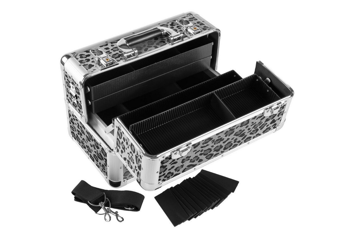anndora Kosmetikkoffer Multikoffer Rahmenkoffer mit leoprint, variable Fächerunterteilung - Tragegurt - abschließbar Bild 3