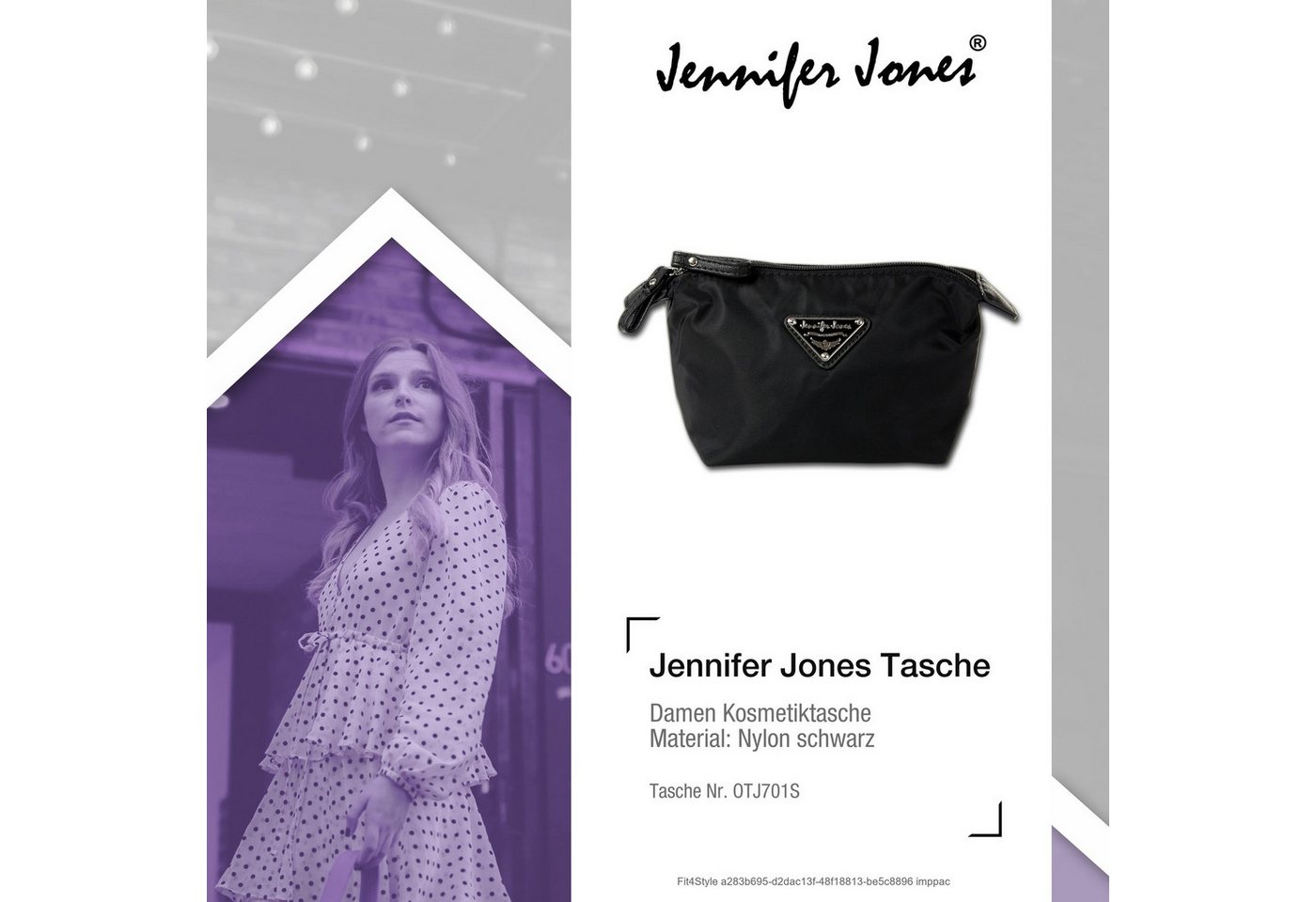 Jennifer Jones Kosmetiktasche Jennifer Jones Damen Herren Kosmetiktasche (Kosmetiktasche, Kosmetiktasche), Kosmetiktasche Nylon, schwarz ca. 16cm x ca. 12cm Bild 3