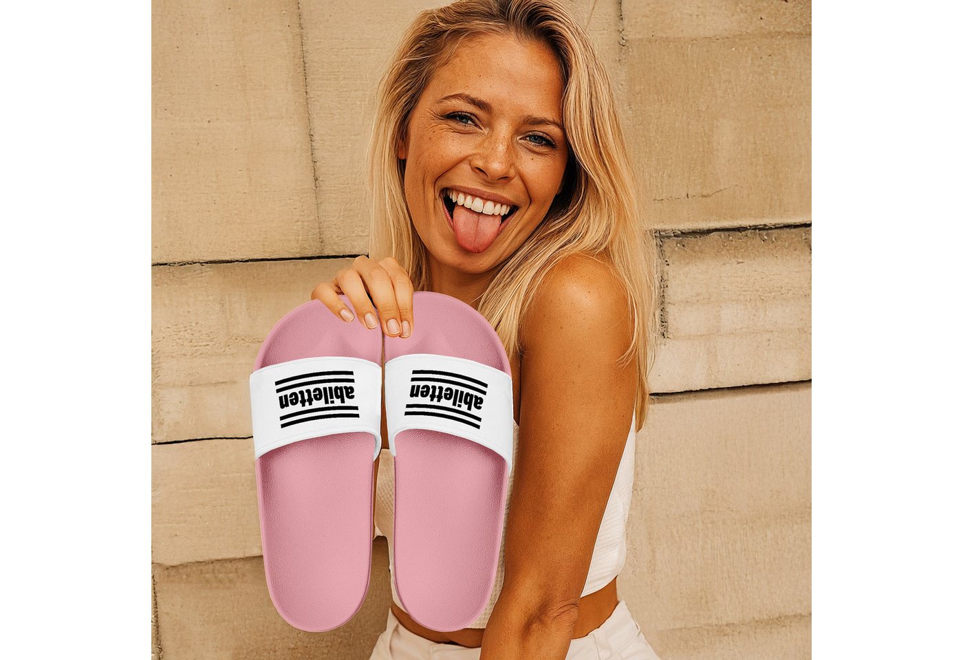 MoonWorks Badeschlappen Damen Abiletten - Abitur Geschenke Schulabschluss Abi - Badesandale Bild 3