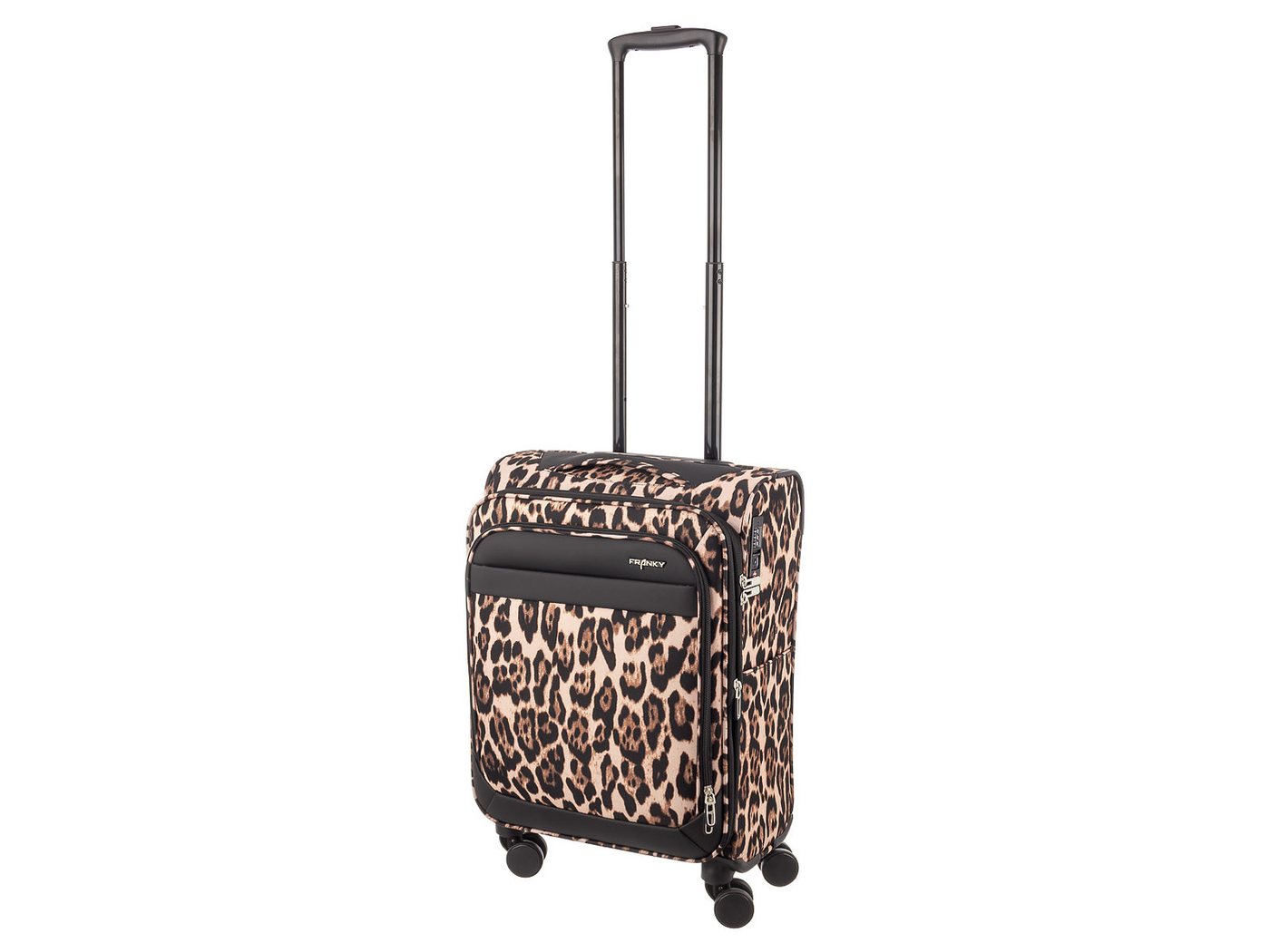 Franky Weichgepäck-Trolley Koffer Gr. S Reisegepäck T27-F Spinner 55er, 4 Doppellenkrollen Rollen, Dehnfalte TSA Schloss