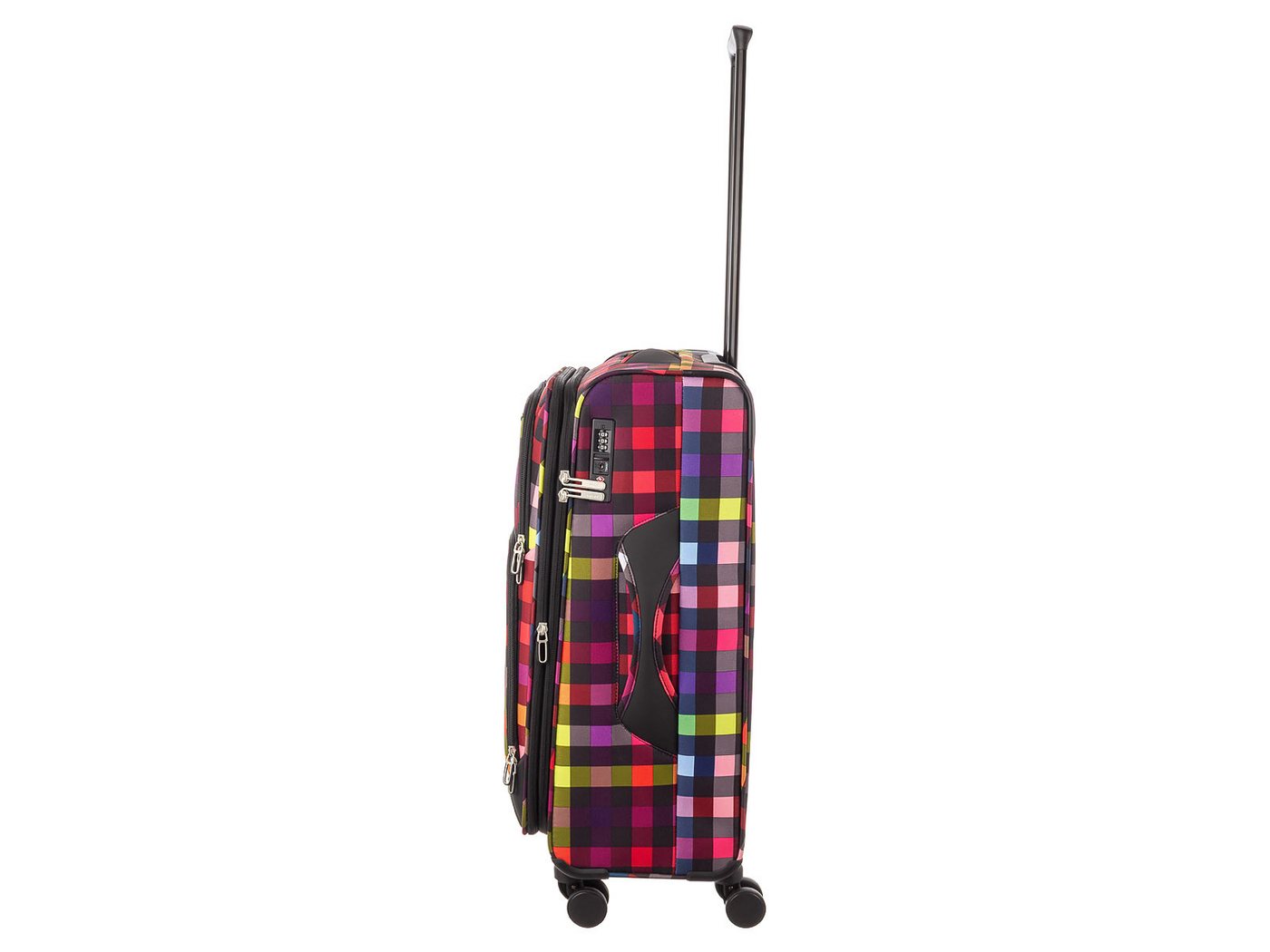 Franky Weichgepäck-Trolley Koffer Gr. M Reisegepäck T27-F Spinner 65er, 4 Doppellenkrollen Rollen, Dehnfalte TSA Schloss