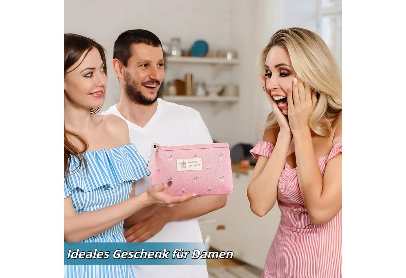 Zaewry Kosmetiktasche 4 Stück Reise Kosmetiktasche aus Segeltuch Kleine Make-up-Taschen (Multifunktionale Tragbare Makeup Tasche Kulturbeutel, 4-tlg), Kosmetikzubehör-Organizer,Münztasche für Mädchen ideal als Geschenk
