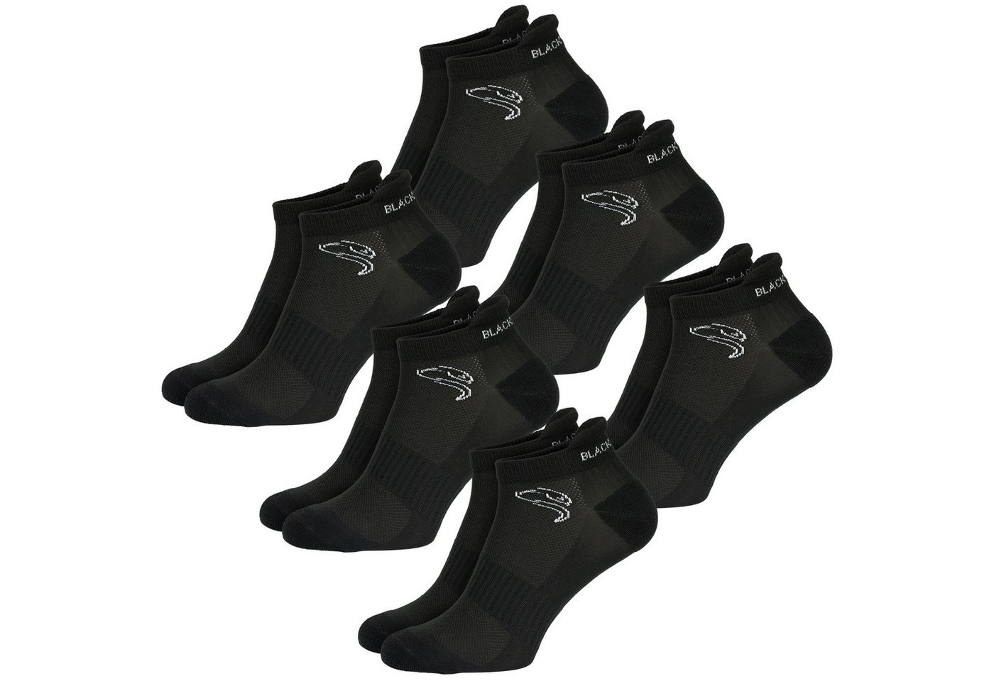 Black Snake Sportsocken Sport Sneaker Socken Damen Herren mit Kompression (Socken-Set, 6-Paar, Sport Sneaker Socken mit Kompression) Gepolsterte Sportsocken mit Kompression und Knöchelschutz
