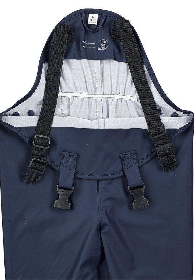 Sterntaler® Regenhose Matschhose ungefüttert uni (1-tlg., Regenträgerhose mit Druckknöpfen, Regenhose mit süßen Motiven) Kinder Hosenträger mit Reflektoren, Matschhosenträger verstellbar Bild 3