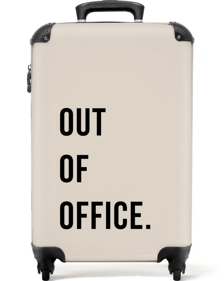 NoBoringSuitcases.com© Hartschalen-Trolley Zitate - Außer Haus - Beige 55x35x20cm, Reisetasche mit Rollen, Koffer Handgepäck Flugzeug